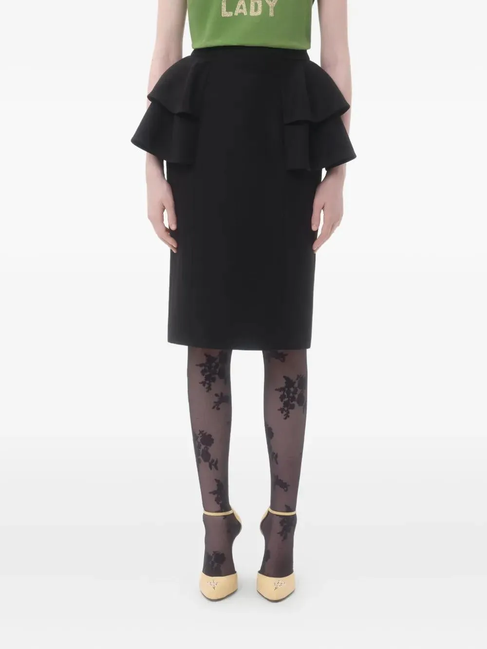 BLACK SKIRT WITH RUFFLES ON THE SIDES sold by Lord & Taylor product image thumbnail 3