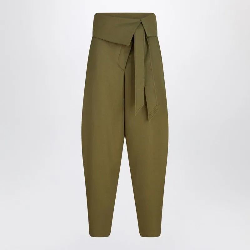 MILITARY GREEN WOOL GABARDINE TROUSERS sold by Lord & Taylor