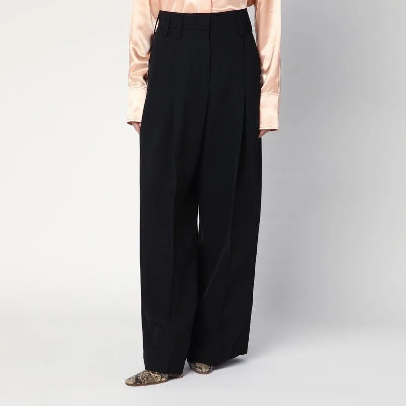WIDE BLACK PANTS IN SILK BLEND made by Jil Sander