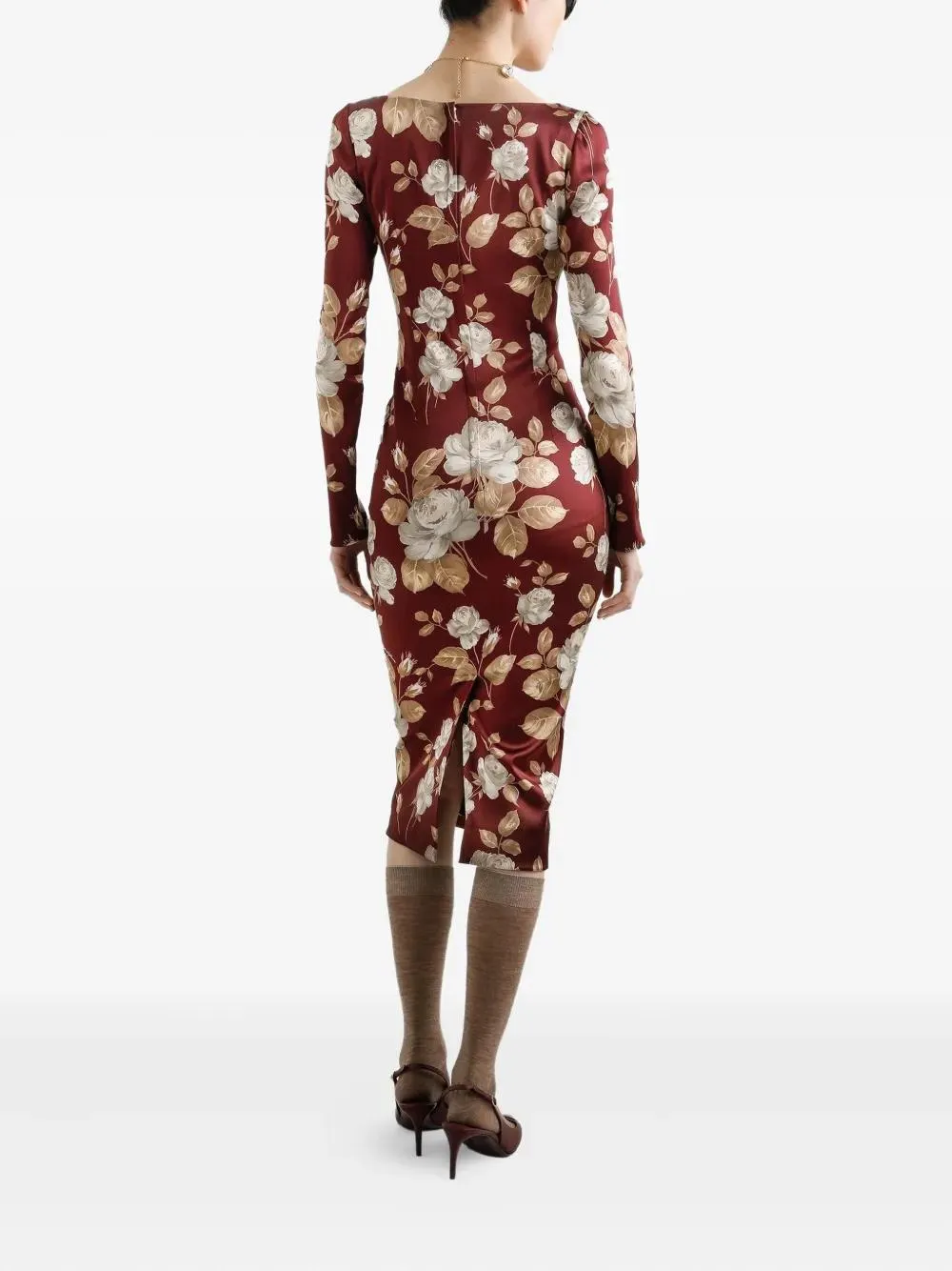 ROSE PRINT MIDI DRESS WITH A SQUARE NECKLINE sold by Lord & Taylor product image thumbnail 3