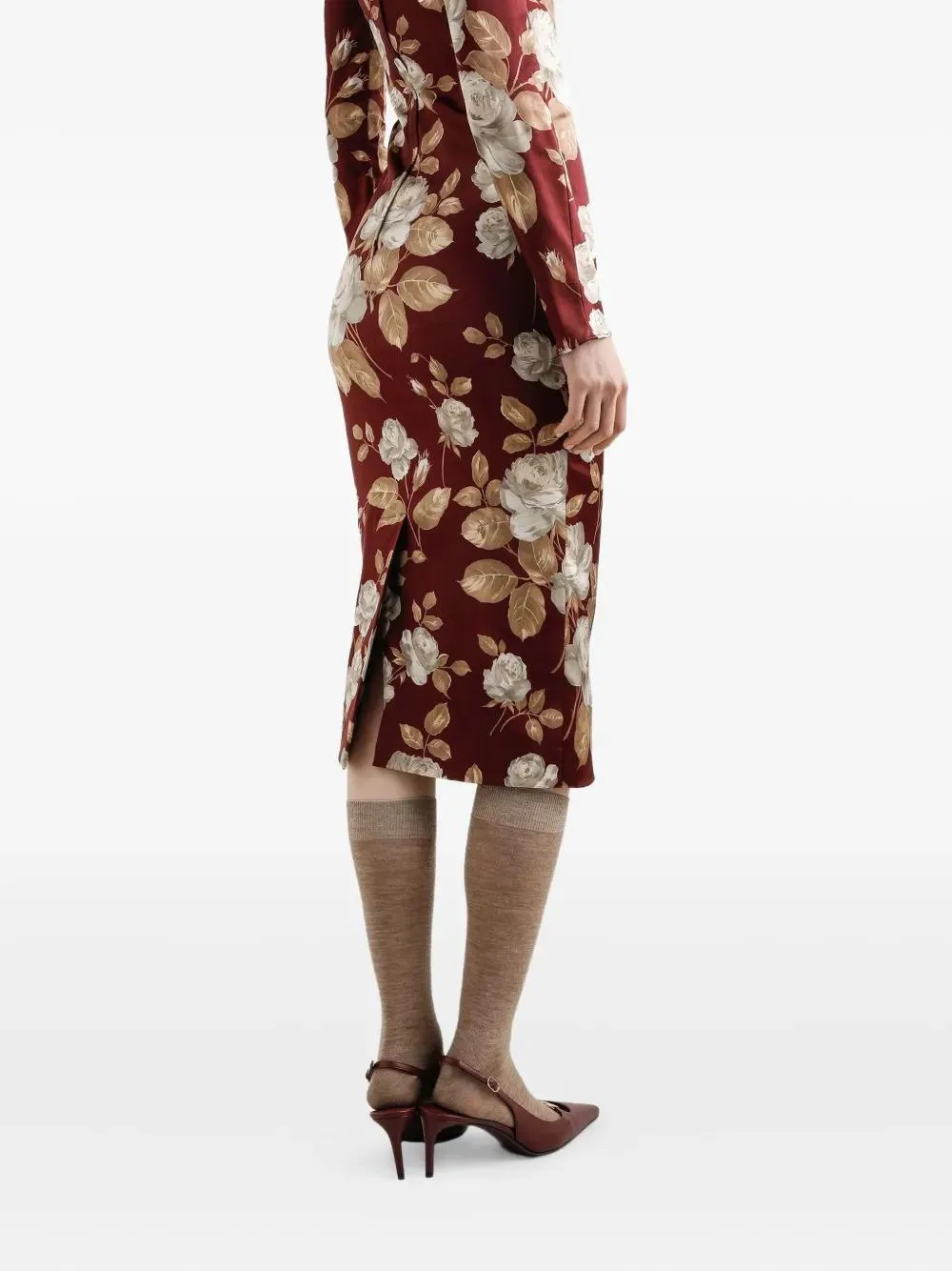 ROSE PRINT MIDI DRESS WITH A SQUARE NECKLINE sold by Lord & Taylor product image thumbnail 4