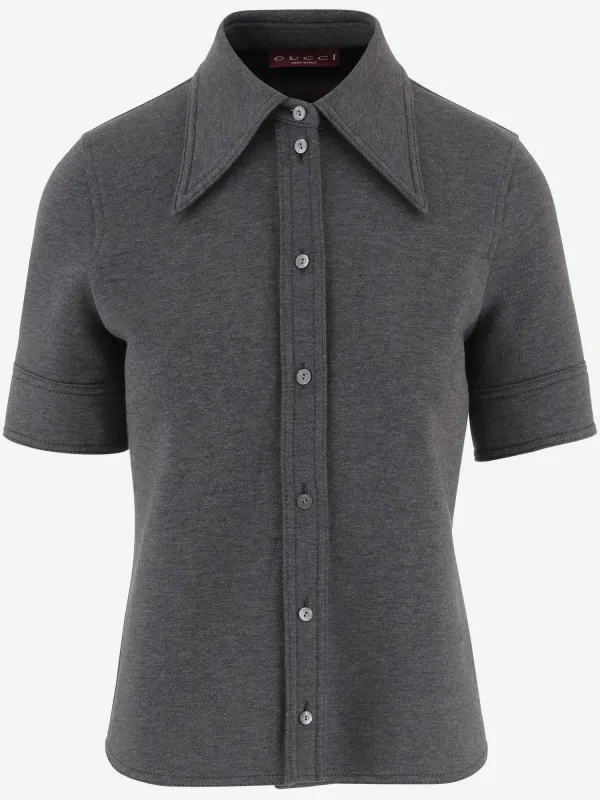 Wool-Blend Shirt with Wide Collar made by Gucci