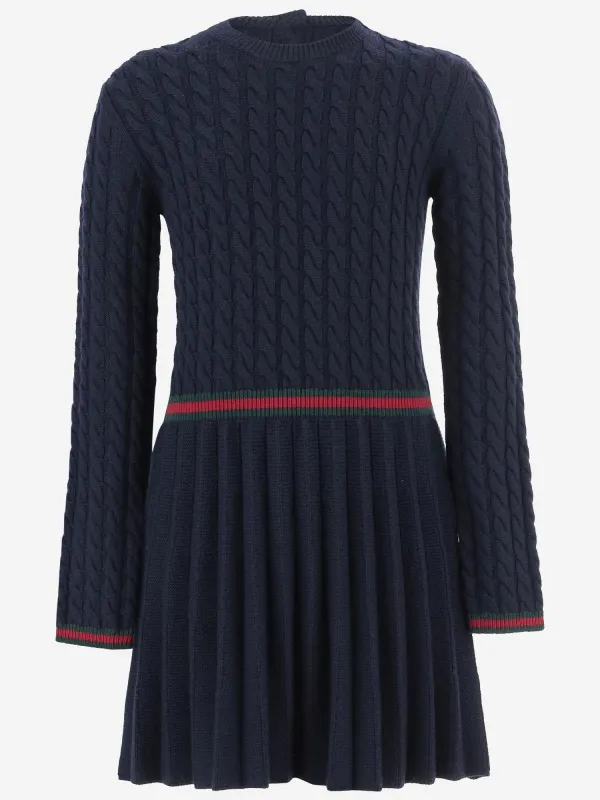 Wool Dress with Web Detail made by Gucci