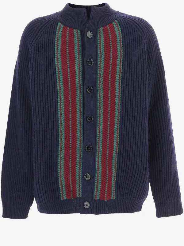 Wool Cardigan with Contrasting Stripes made by Gucci
