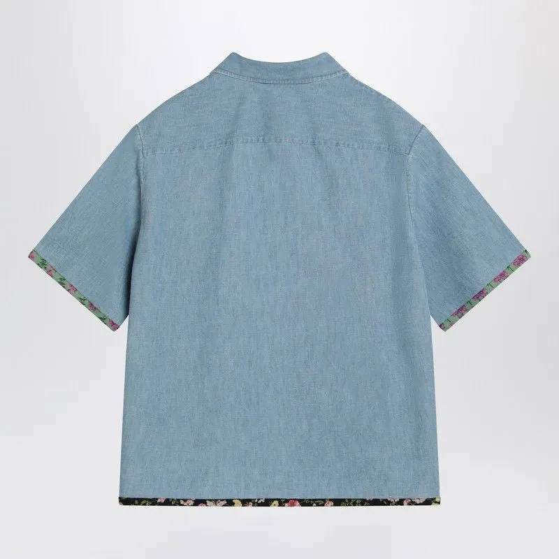 DENIM SHIRT WITH FLORAL TRIMS sold by Lord & Taylor product image thumbnail 2