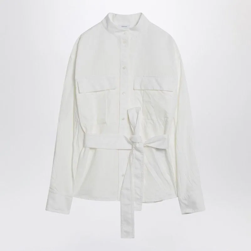 WHITE BELTED SHIRT IN COTTON BLEND made by Salvatore Ferragamo