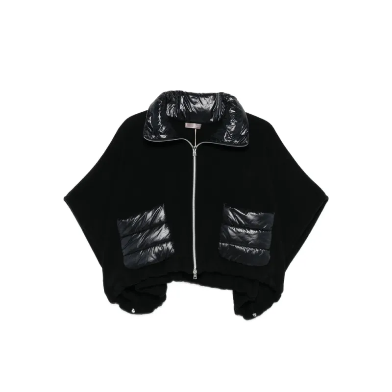 Cape with Quilted Panels Black made by Herno