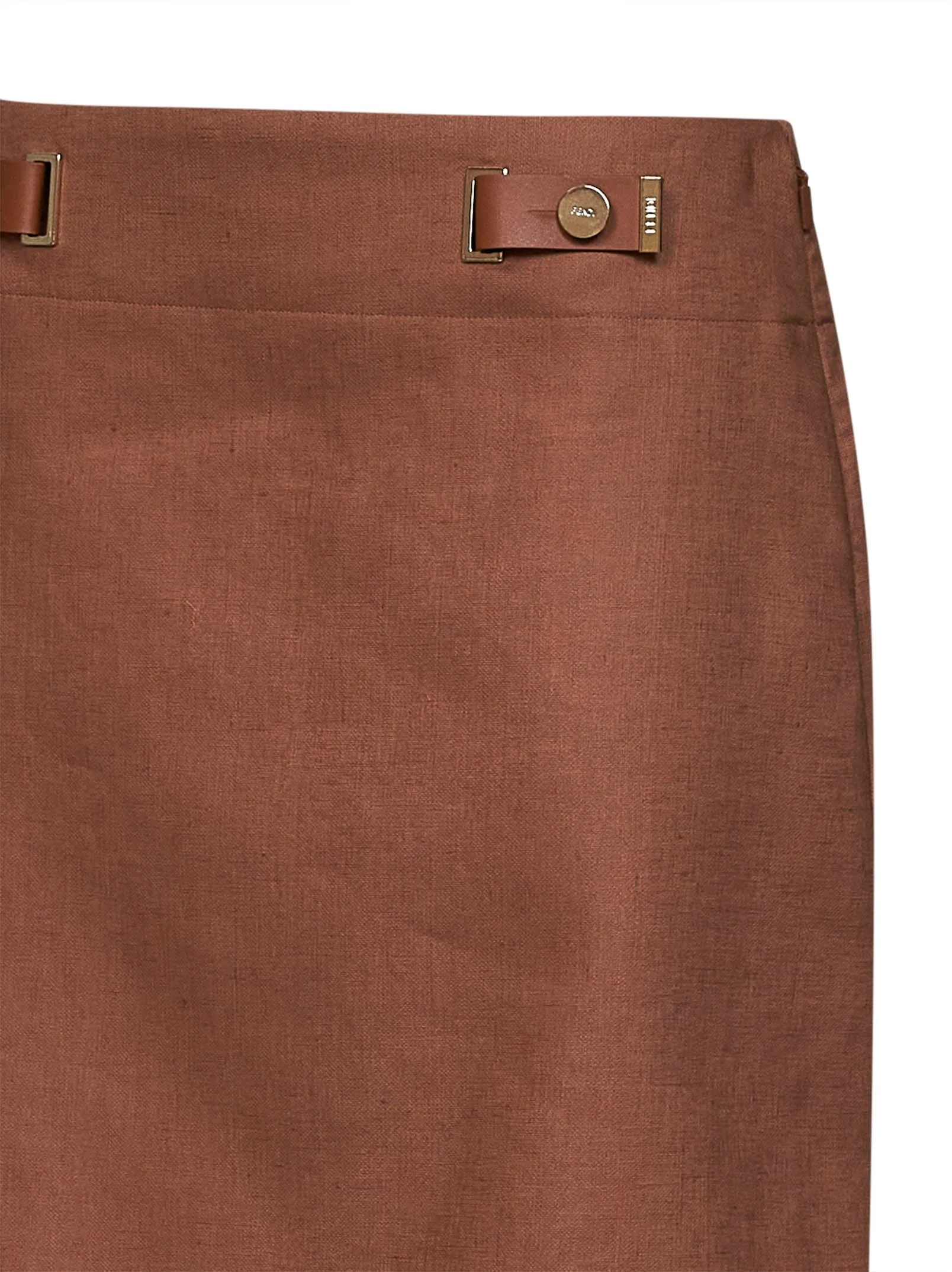 Midi Skirt in Brown Linen-Cotton sold by Lord & Taylor product image thumbnail 3