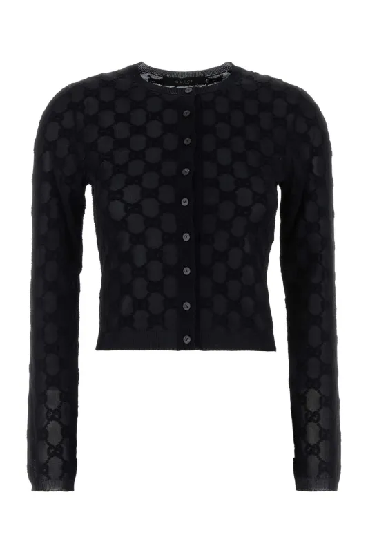 BLACK VISCOSE BLEND CARDIGAN made by Gucci