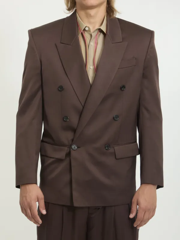Double-breasted silk satin jacket made by Yves Saint Laurent
