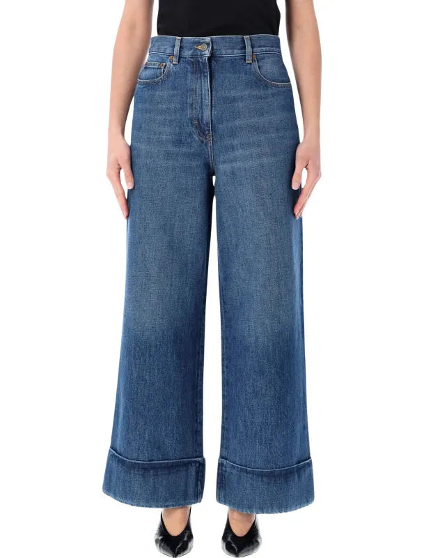 5 POCKETS BLUE COTTON DENIM JEANS made by Valentino