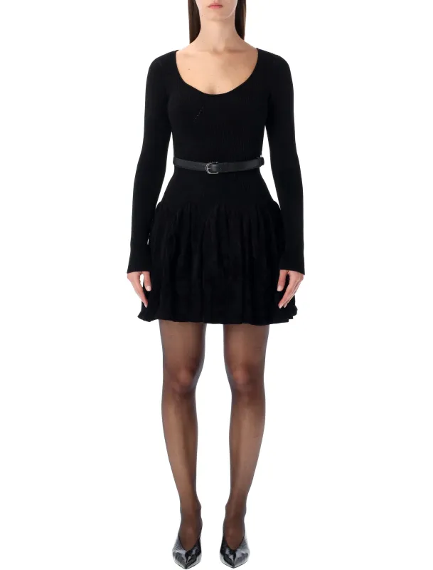 BLACK VISCOSE POLYESTER DRESS made by Self-Portrait