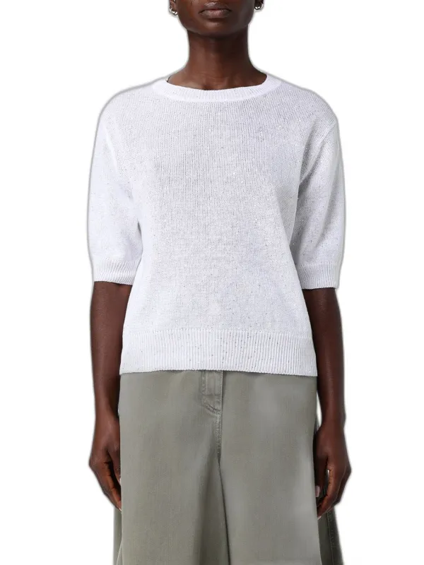 WHITE LINEN BLEND SWEATER made by Brunello Cucinelli