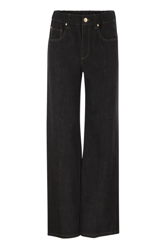 WIDE-LEG COTTON DENIM JEANS made by Brunello Cucinelli