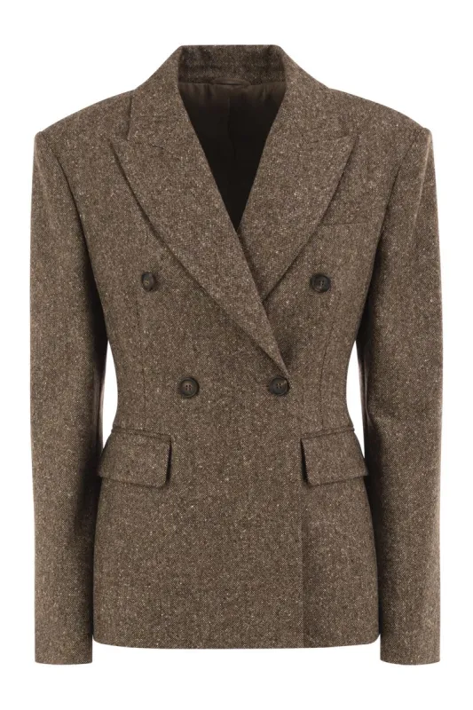 DOUBLE-BREASTED TAILORED WOOL BLEND BLAZER made by Brunello Cucinelli