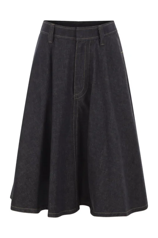 COTTON DENIM MIDI SKIRT made by Brunello Cucinelli