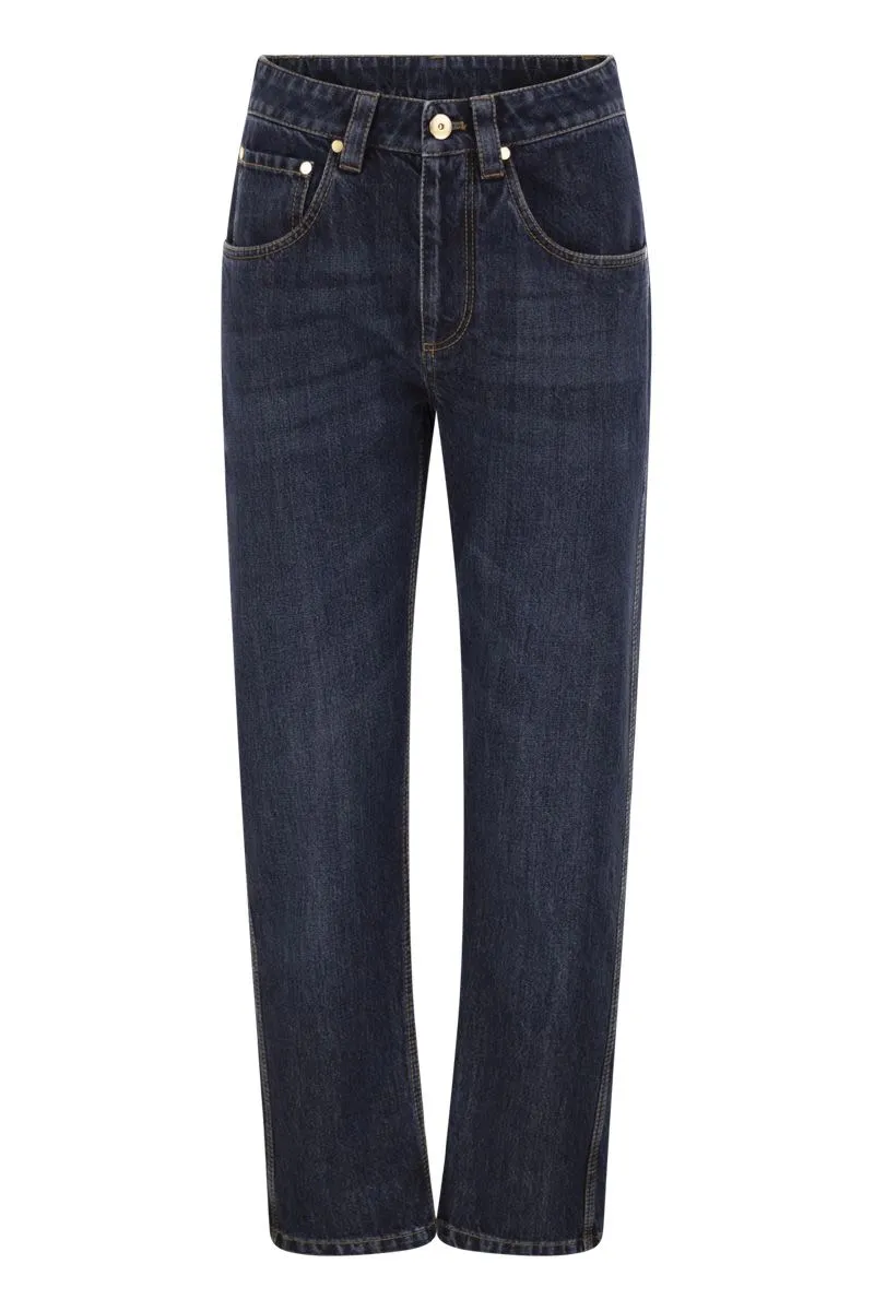 STRAIGHT TROUSERS IN AUTHENTIC DENIM WITH SHINY BARTACK sold by Lord & Taylor