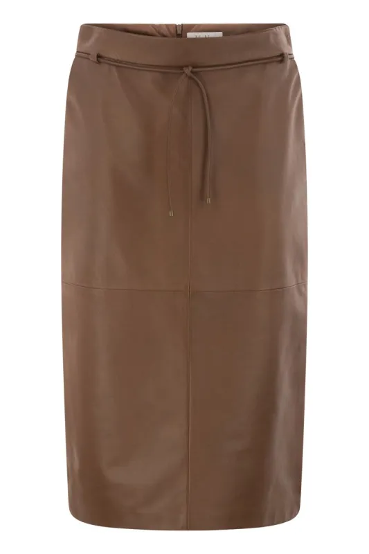 MXMFANTINO - LAMB LEATHER MIDI SKIRT WITH LEATHER BELT made by MaxMara
