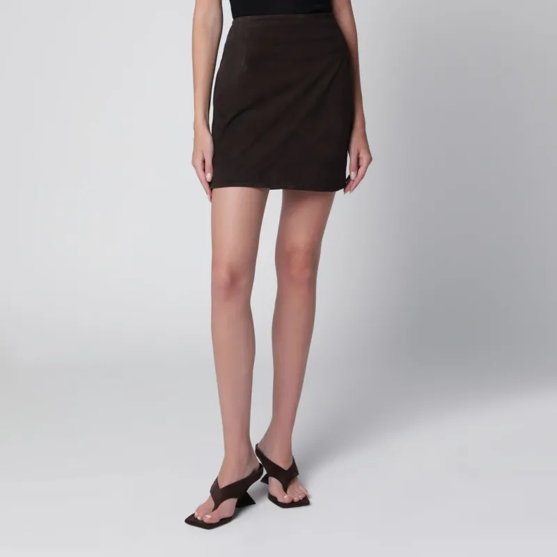DARK BROWN SUEDE MINI SKIRT made by ROTATE Birger Christensen