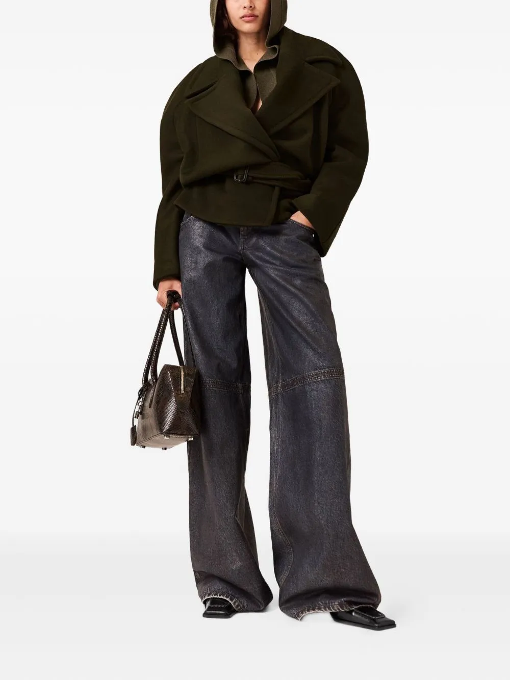 DARK KHAKI WOOL COAT sold by Lord & Taylor product image thumbnail 3