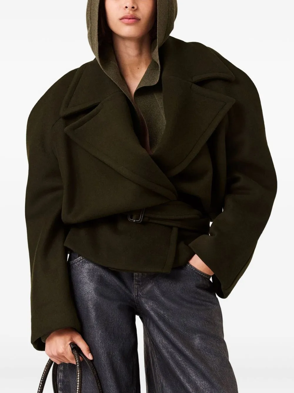 DARK KHAKI WOOL COAT sold by Lord & Taylor product image thumbnail 2