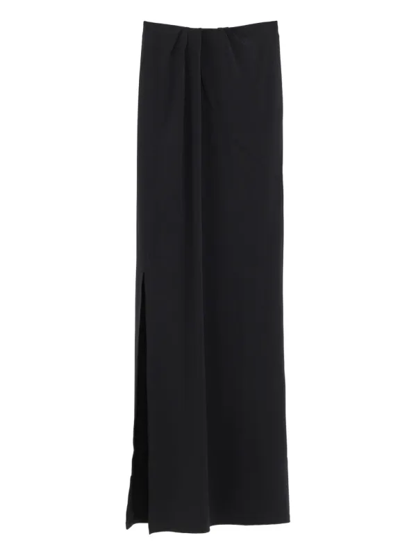 BLACK VISCOSE HIGH WAIST FRONT SLIT SKIRTS made by Jacquemus