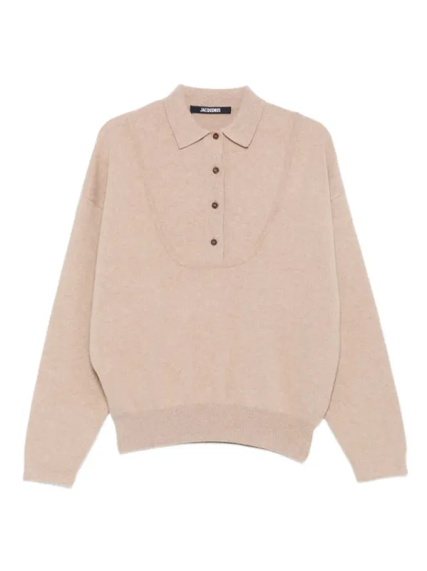 BEIGE WOOL-CASHMERE POLO NECK SWEATER made by Jacquemus