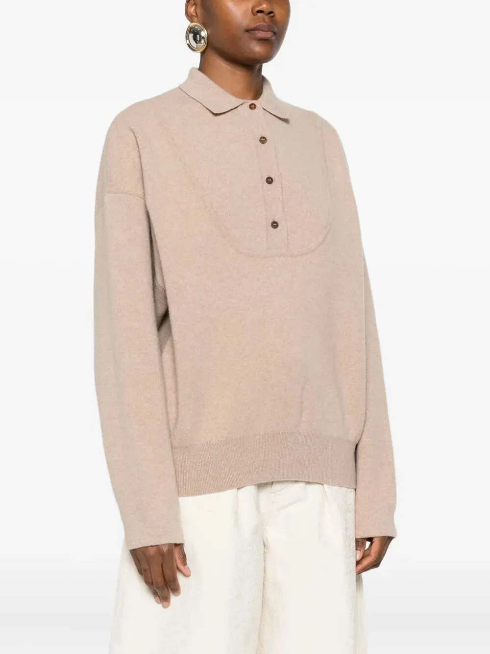 BEIGE WOOL-CASHMERE POLO NECK SWEATER sold by Lord & Taylor product image thumbnail 2