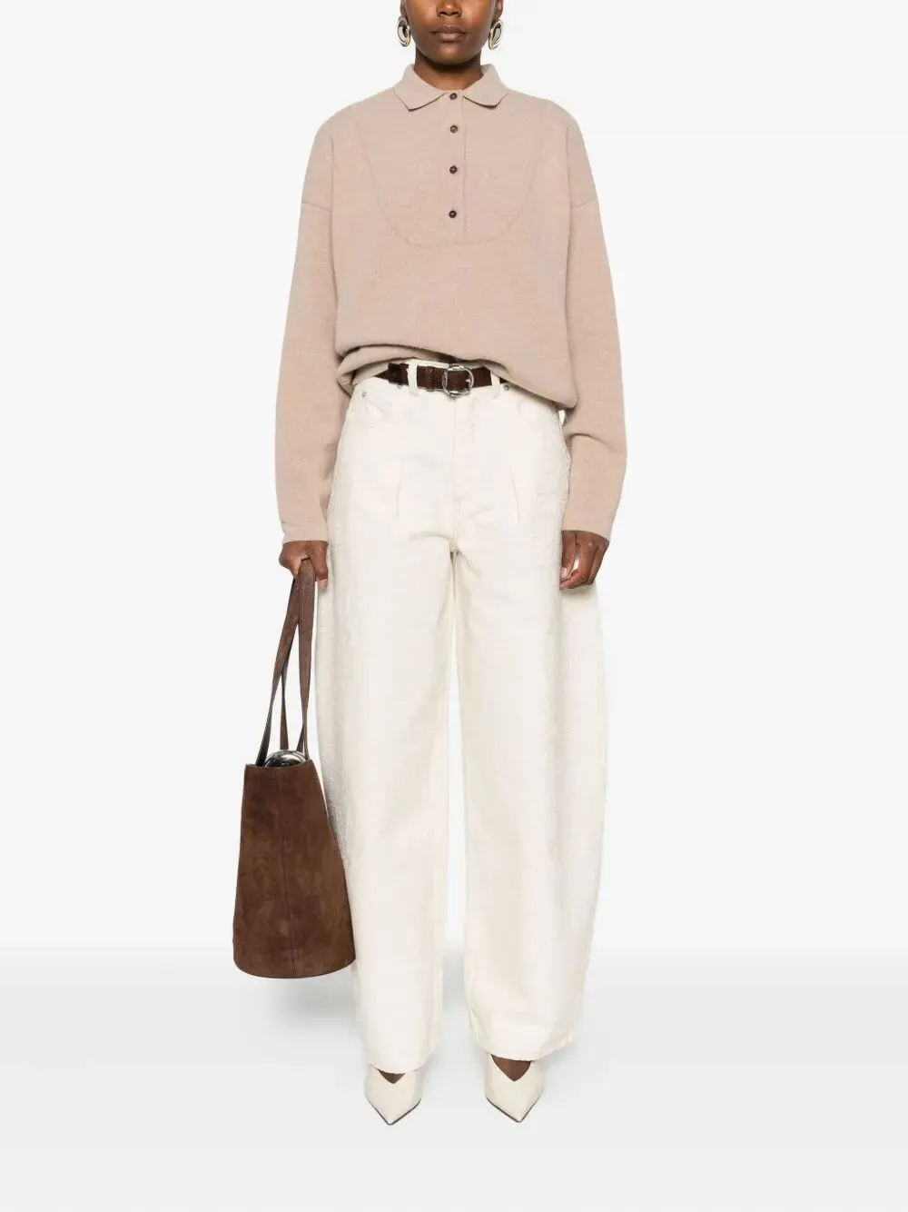 BEIGE WOOL-CASHMERE POLO NECK SWEATER sold by Lord & Taylor product image thumbnail 3