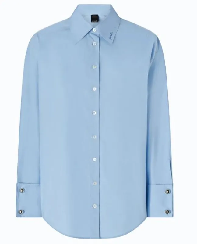 BLUE COTTON BUTTON SHIRT made by Pinko
