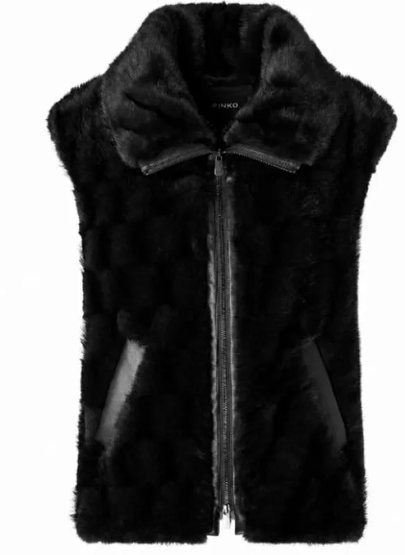 BLACK POLYESTER PUFFER JACKET made by Pinko