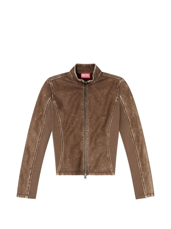 BIKER JACKET WITH RIBBED KNIT INSERTS made by Diesel