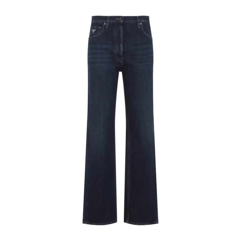 WASHED DENIM WIDE-LEG JEANS made by Prada