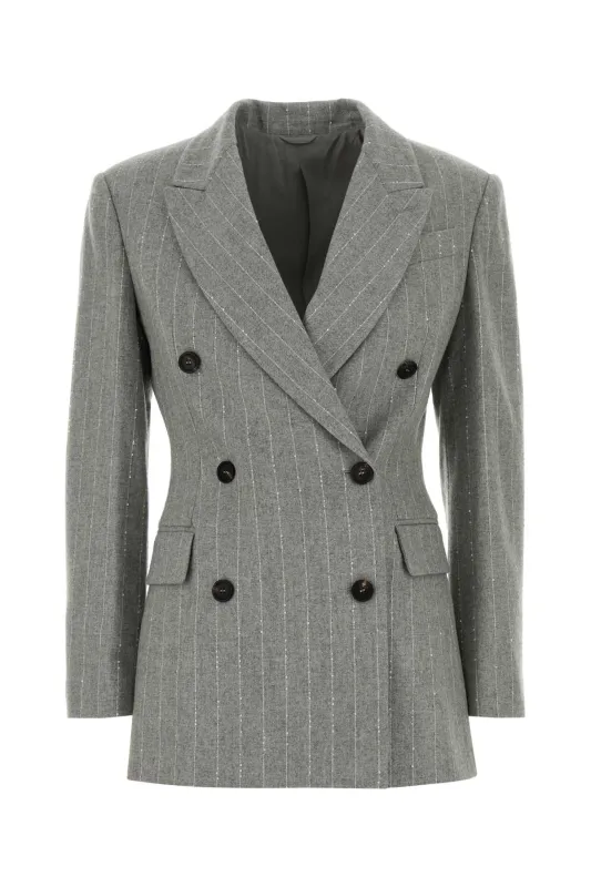 EMBROIDERED STRETCH WOOL BLEND BLAZER made by Brunello Cucinelli