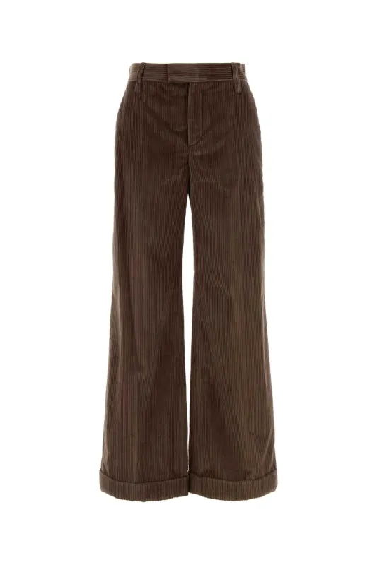 BROWN CORDUROY WIDE-LEG PANT made by Brunello Cucinelli