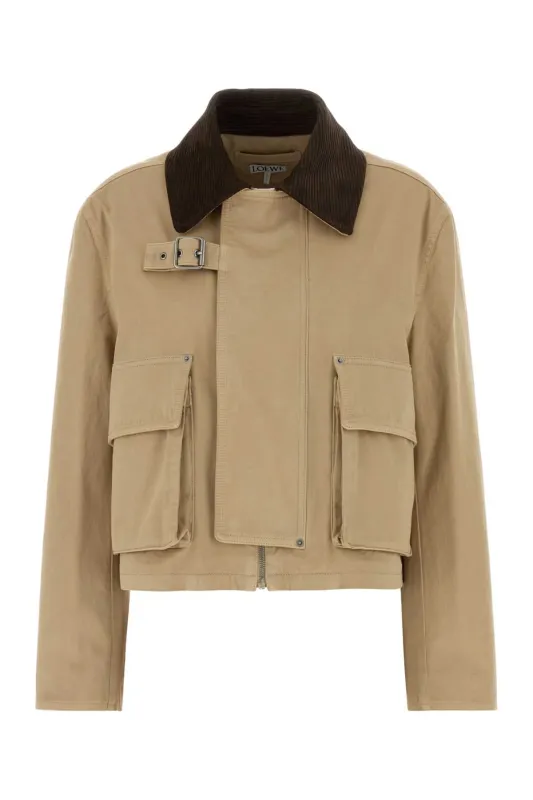 BEIGE COTTON PARKA COAT made by Loewe