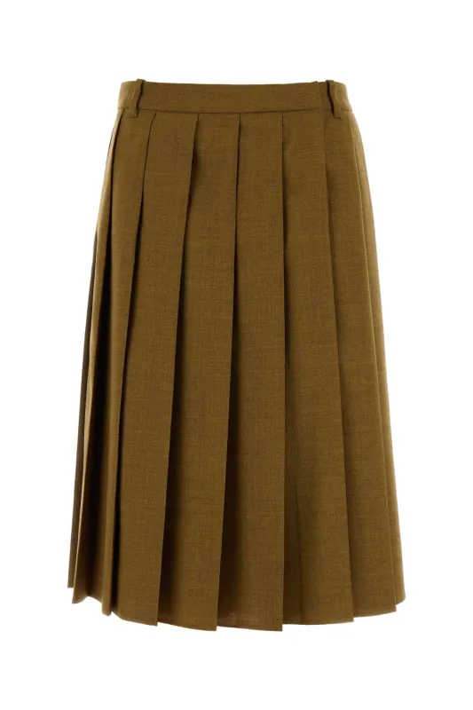KHAKI WOOL SKIRT made by Prada