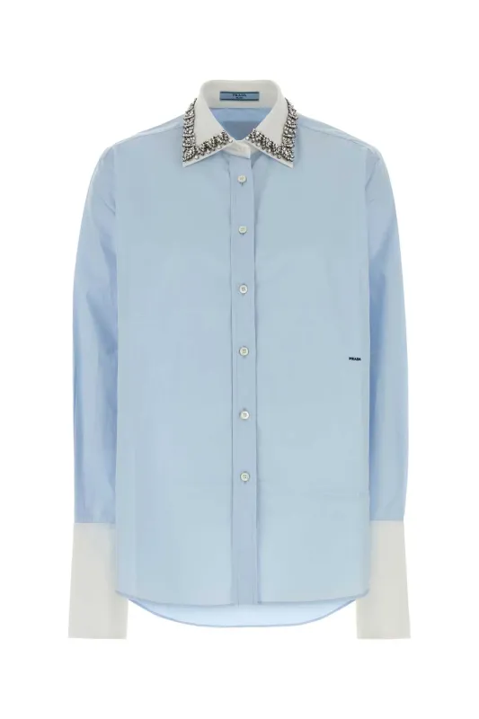 LIGHT BLUE POPLIN SHIRT made by Prada