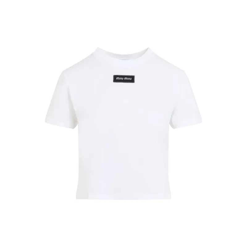 WHITE COTTON T-SHIRT made by Miu Miu