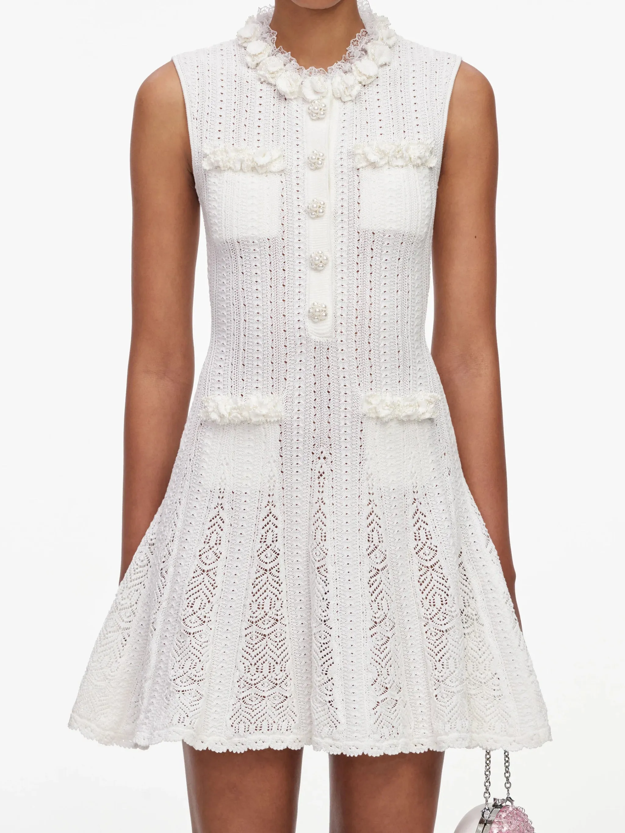 FLOWER TRIM KNIT MINI DRESS sold by Lord & Taylor product image thumbnail 4
