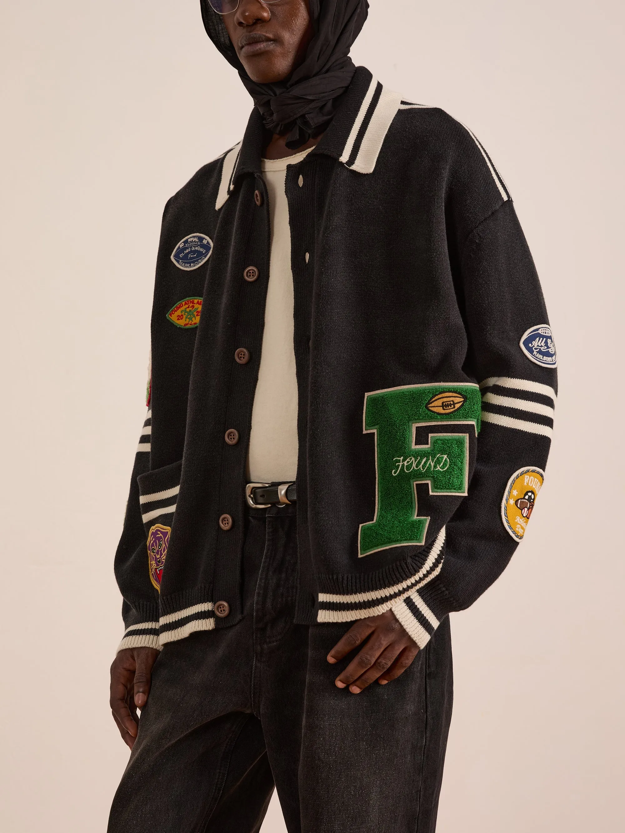 VARSITY PATCH COLLARED CARDIGAN sold by Lord & Taylor product image thumbnail 4