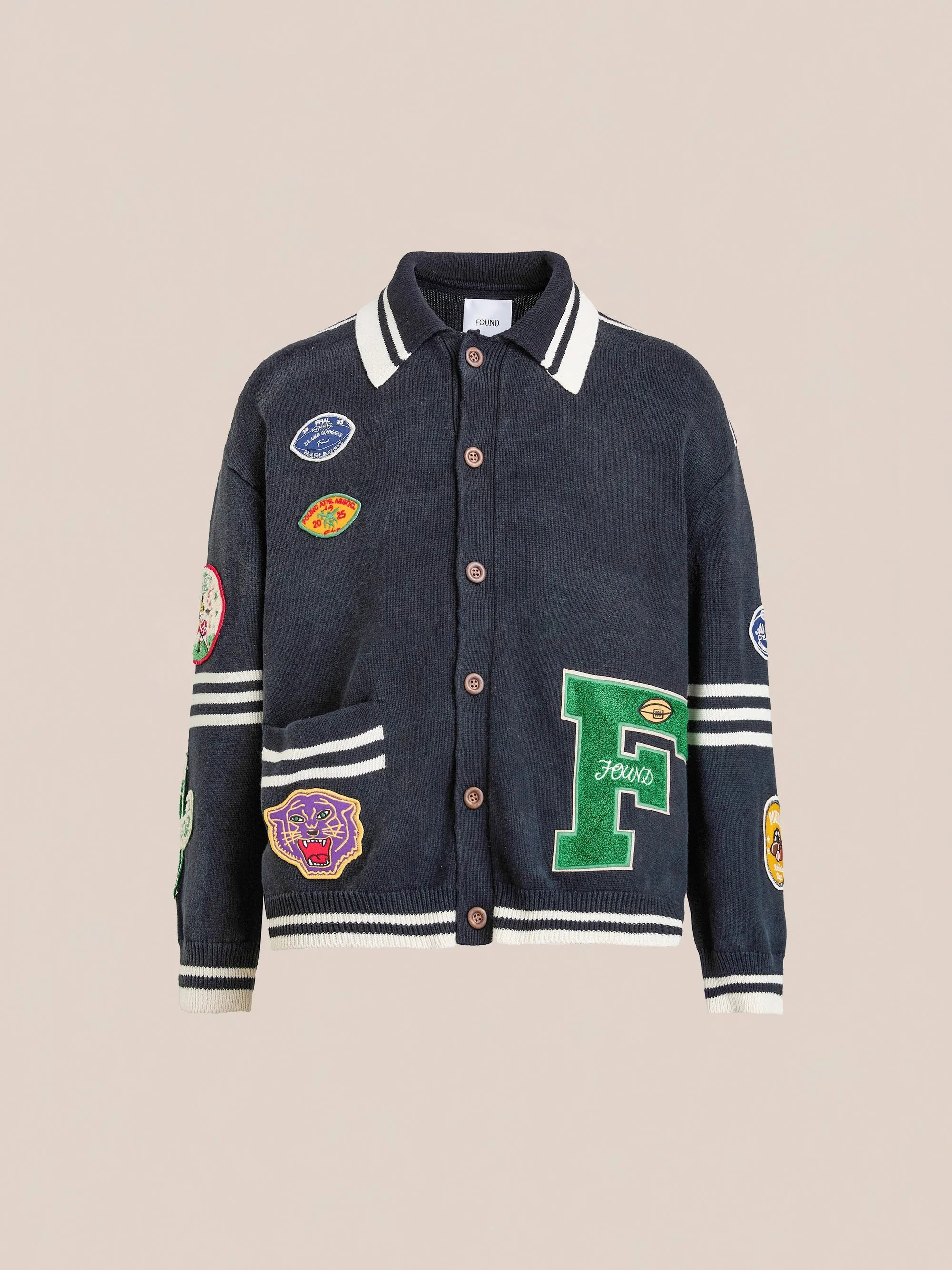 VARSITY PATCH COLLARED CARDIGAN sold by Lord & Taylor