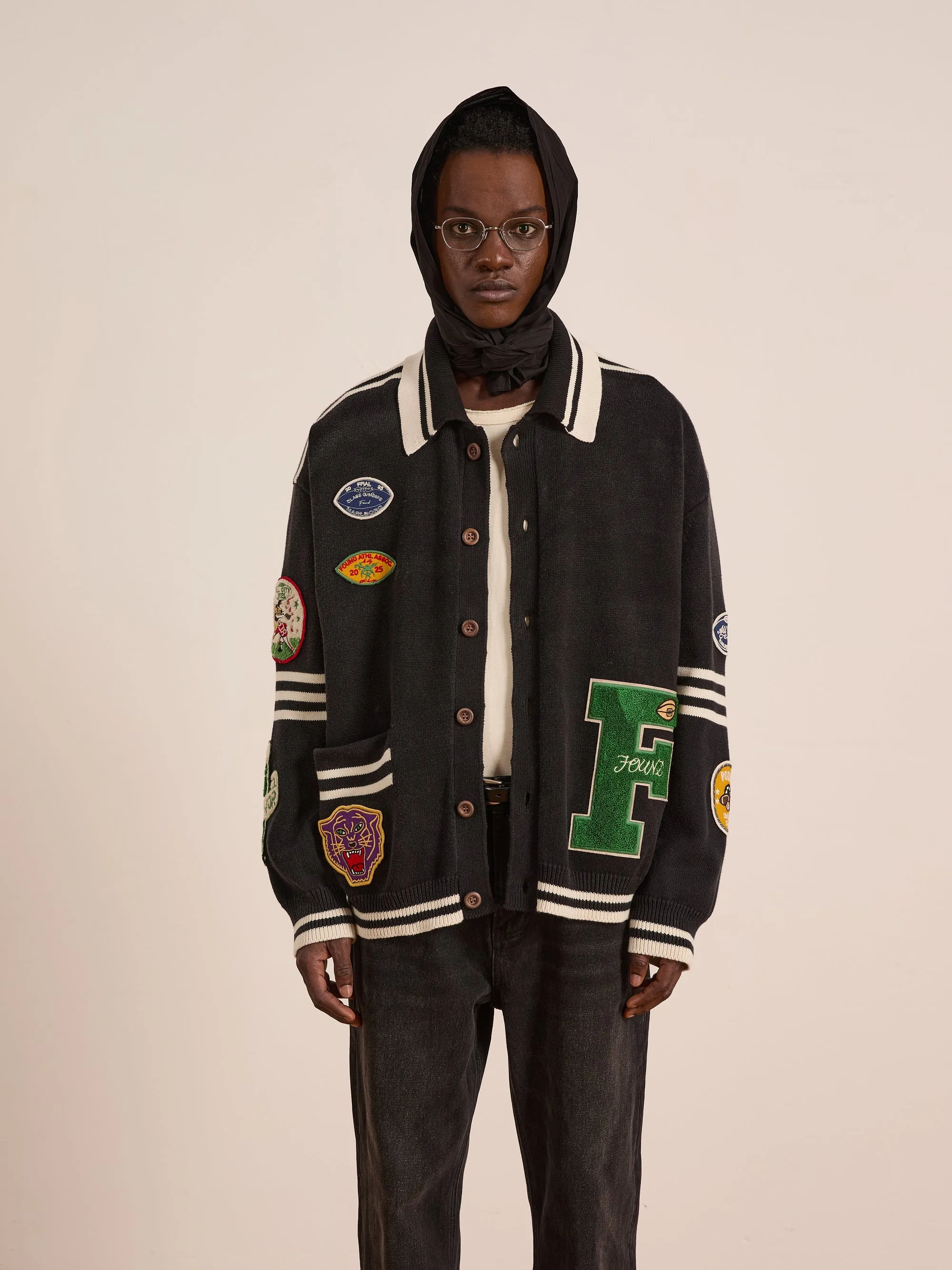 VARSITY PATCH COLLARED CARDIGAN sold by Lord & Taylor product image thumbnail 2