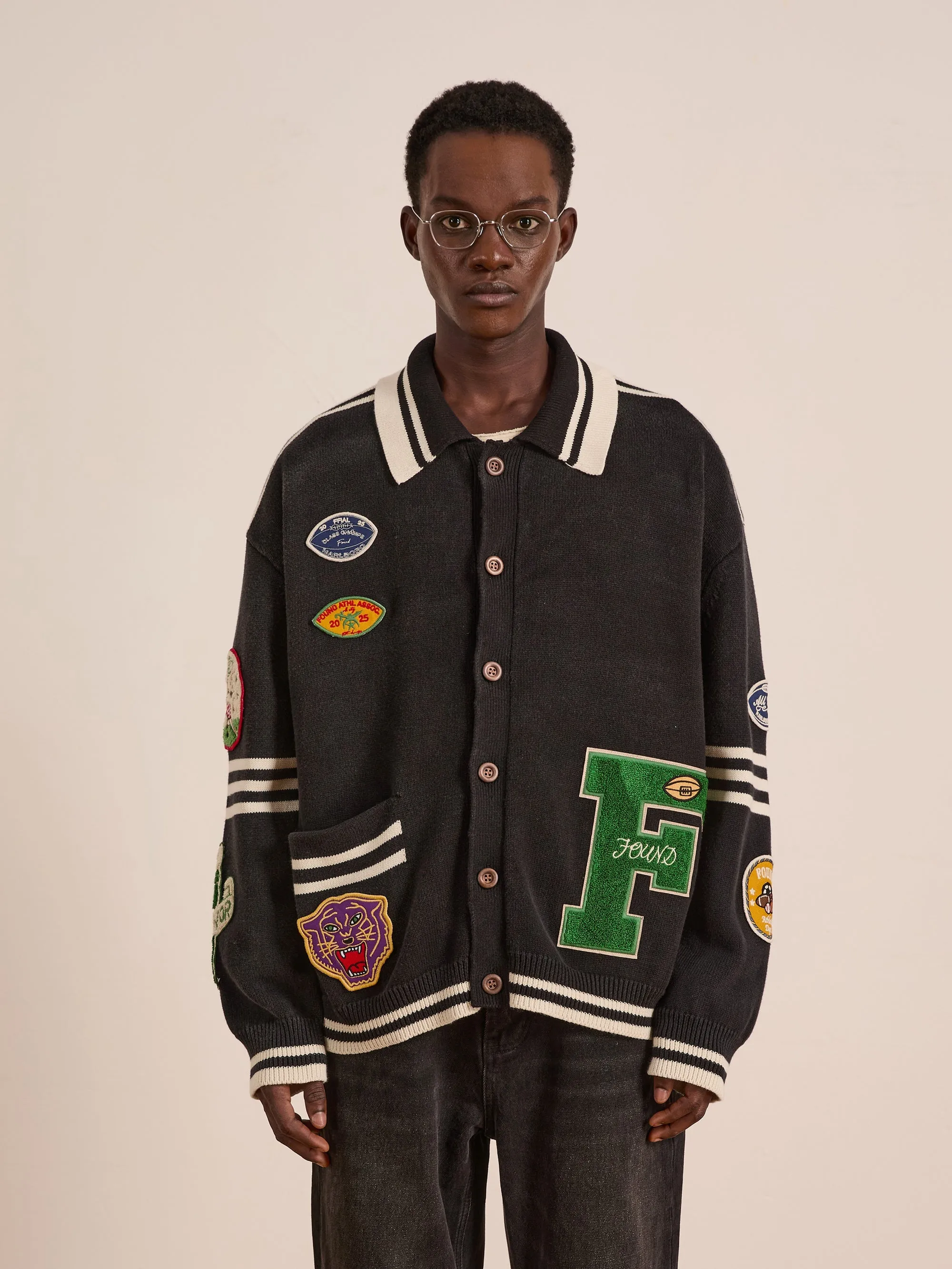 VARSITY PATCH COLLARED CARDIGAN sold by Lord & Taylor product image thumbnail 3