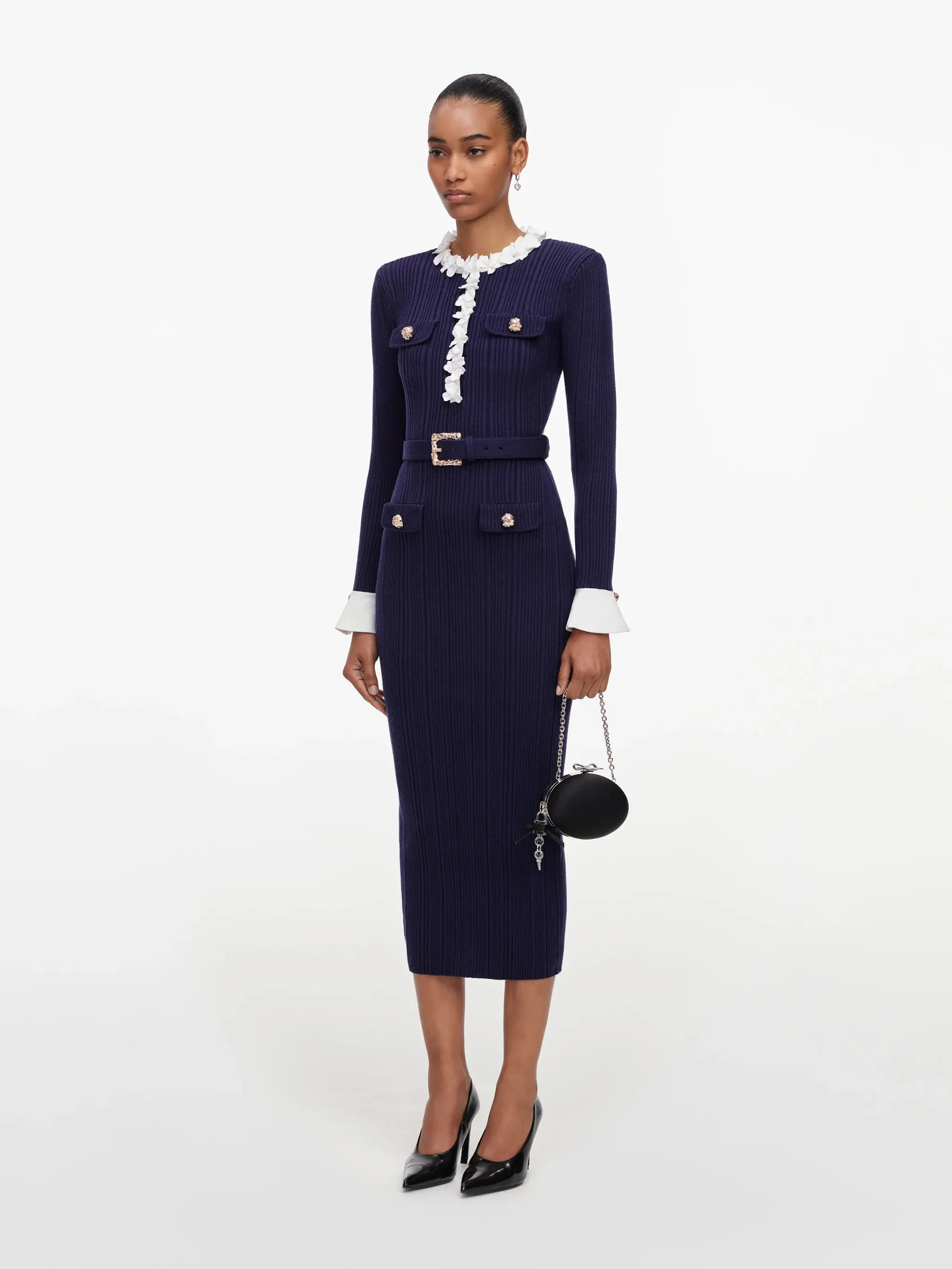 RIBBED MIDI DRESS WITH FLOWERS sold by Lord & Taylor product image thumbnail 2