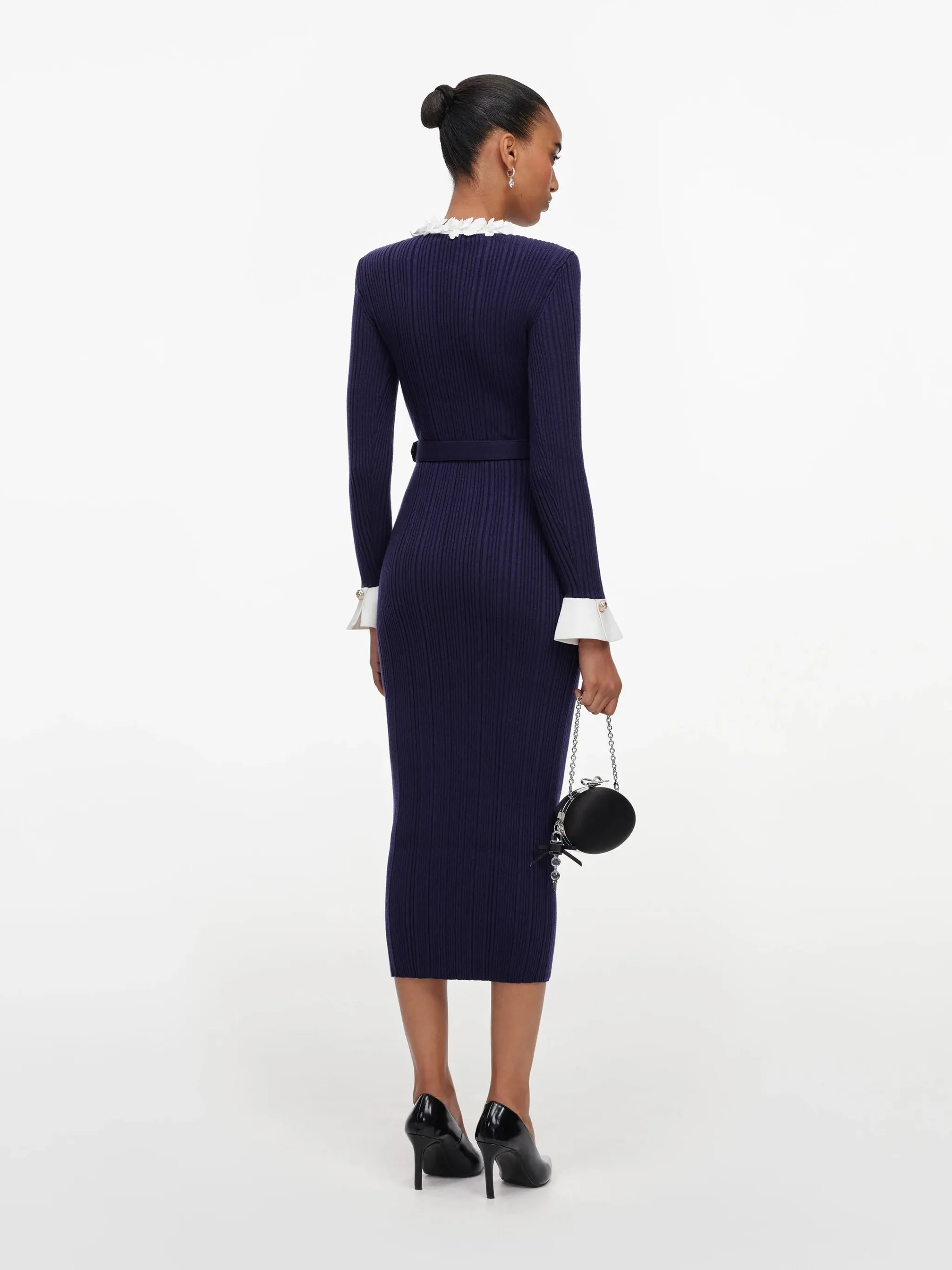 RIBBED MIDI DRESS WITH FLOWERS sold by Lord & Taylor product image thumbnail 3