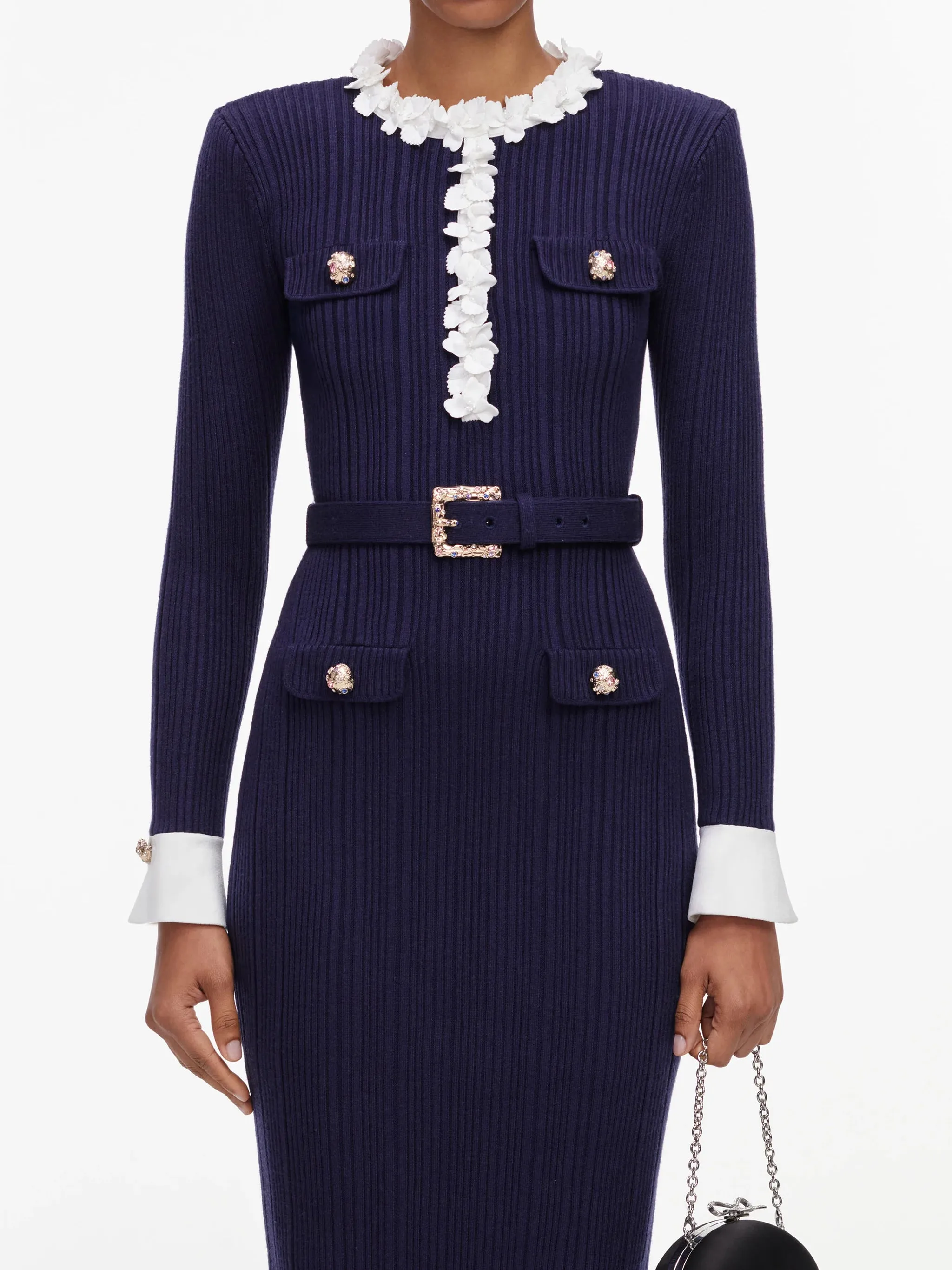 RIBBED MIDI DRESS WITH FLOWERS sold by Lord & Taylor product image thumbnail 4