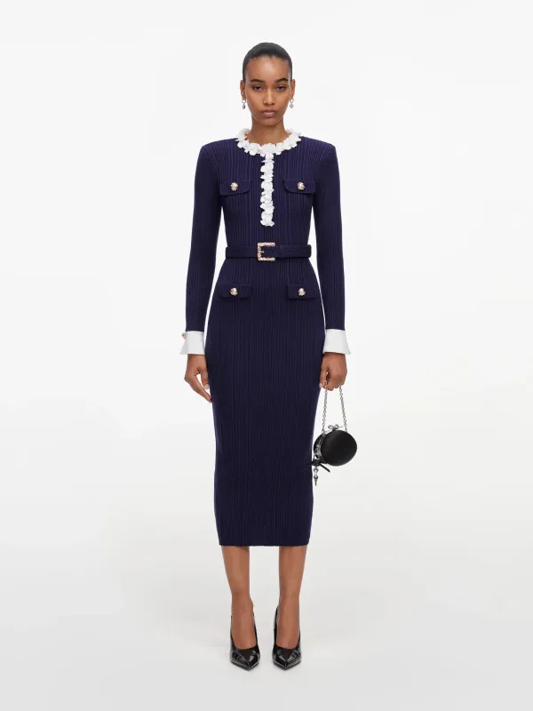 RIBBED MIDI DRESS WITH FLOWERS made by Self-Portrait