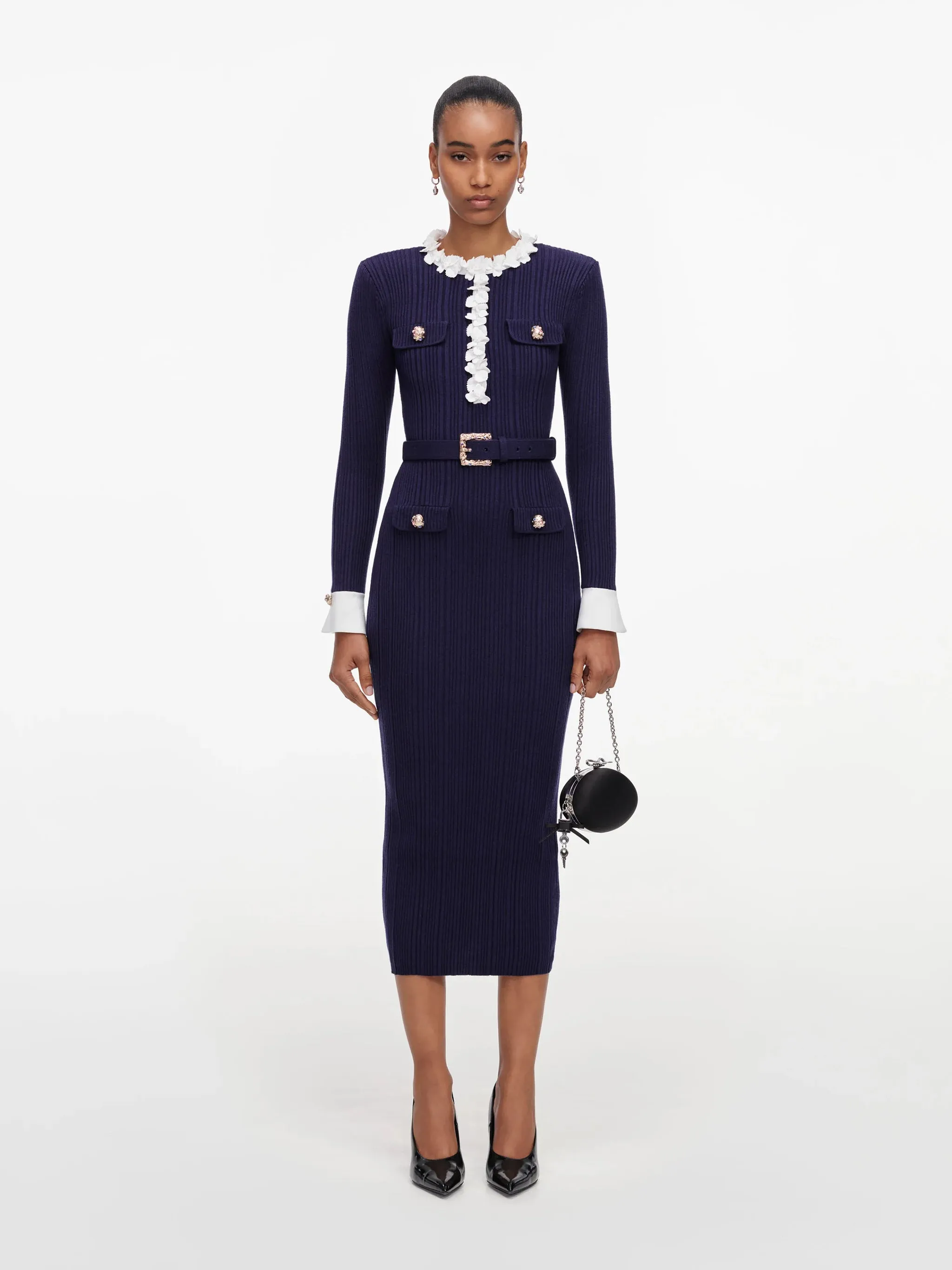 RIBBED MIDI DRESS WITH FLOWERS sold by Lord & Taylor