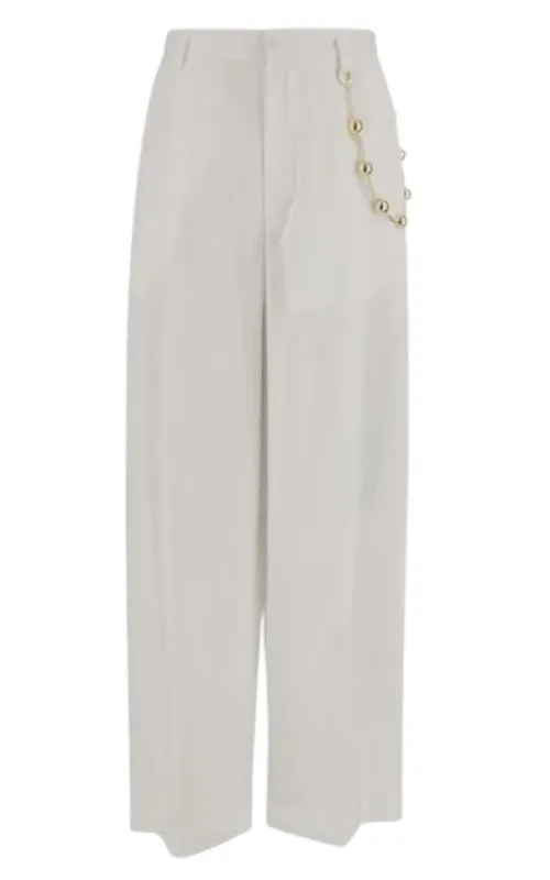 WHITE COTTON TROUSERS made by DARKPARK